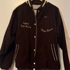 Vtg 70s 80s Varsity Letter jacket Rough Riders Brown Wool Sport XL